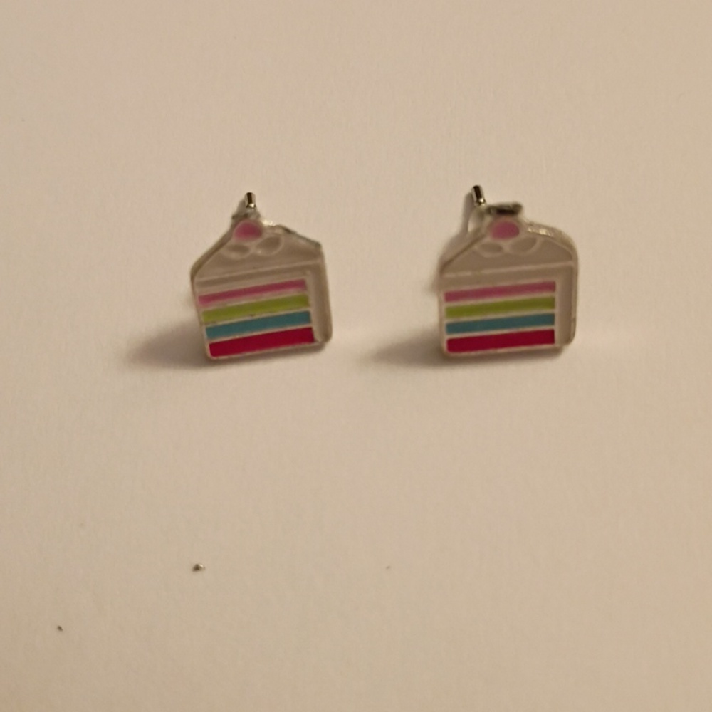 Colorful Cake Slice Earrings for Kids